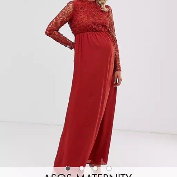 ASOS Maternity Dress long sleeve lace top size 10 - Picture 2 of 10